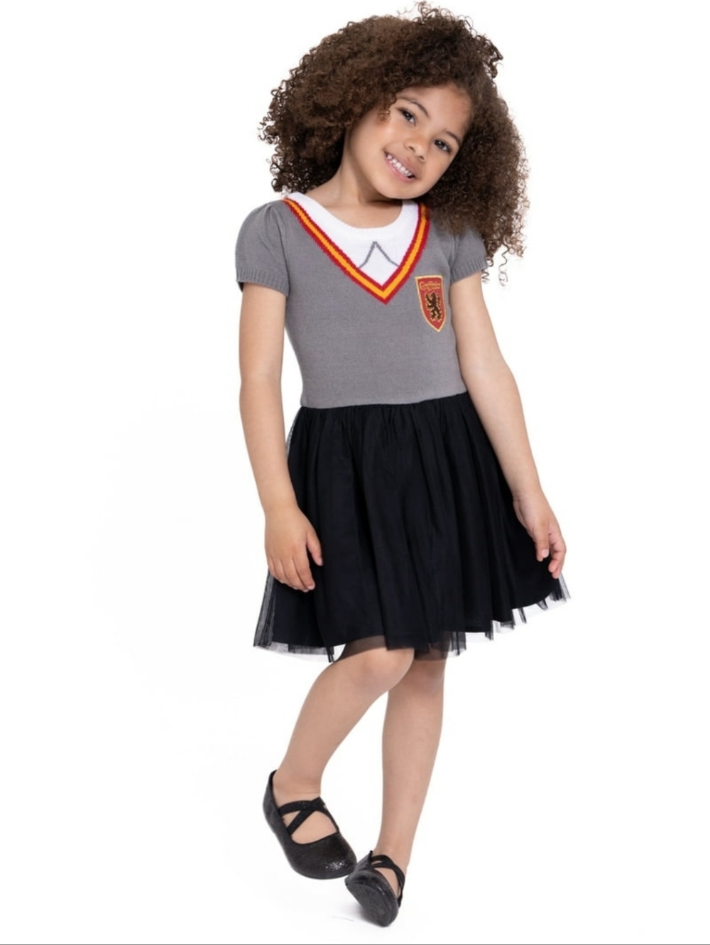 Harry Potter Girls Grey Knit Dress with Black Tulle Skirt